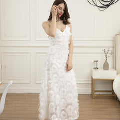 Open Back Feather Lace Party Maxi Dress
