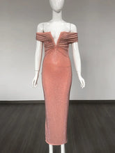 V-Neck Tight Hot Diamond Long Dress