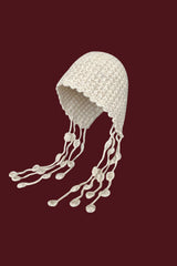 Boho Style Hand - Woven Floral Hollow Out Knit Beanie