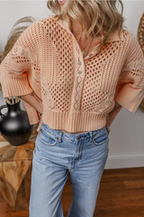 Pullover mit Cut-Outs, Kragen und Dreiviertelärmeln