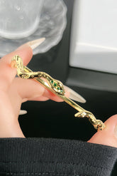 Rhinestone Snake - Shaped Irregular Open Bracelet Open Rings Jewelry Set