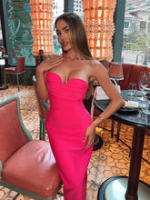 Women Strapless Bodycon Bandage Dress Sexy Sleeveless Backless Celebrity Evening Club Party Midi Dress Vestidos