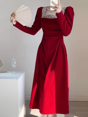 Rotes A-Linien-Kleid aus Samt