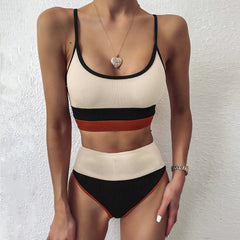 Conjunto de bikini bandeau de dos piezas con cintura alta