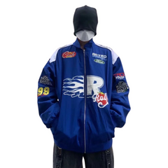 Chaqueta con letras de llamas de hip hop