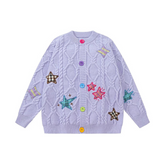 Bunter Cardigan mit Pentagrammen