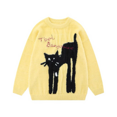 Strickpullover mit Katzen-Grafik