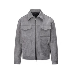 Chaqueta de terciopelo con cremallera engrosada de piel de ciervo