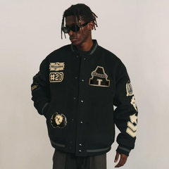 Black Wool Embroidered Jacket