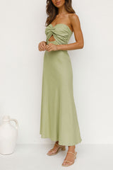 Strapless Backless Vacation Maxi Dresses  -  Green