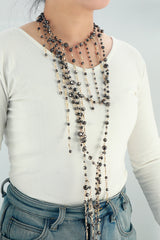 String Beads Tassel Irregular Sweater Chain Necklace