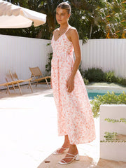 V-neck waist holiday long dress sexy backless bow tie dress