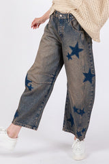 SAGE + FIG Star Jeans mit weitem Bein und Taschen