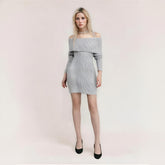 European and American hot girl autumn slim fit one neck lace up short knitted dress