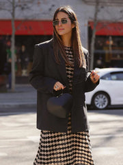 Print Knitted Dress Woman Autumn Backless Long Sleeve Sexy Midi Dresses Contrast Vacation Hallow Out Robe