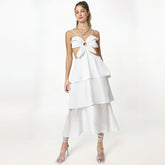 three-dimensional flower layered sexy loose casual suspender dress