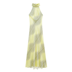 Long satin backless sleeveless dress