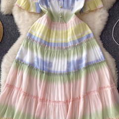 Damen Sommer Chiffonkleid