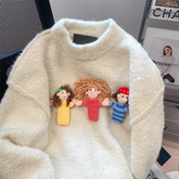 Three-dimensional doll sweater autumn and winter lazy vintage outer wear
