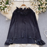 Women's fall long sleeve blouses with fungus