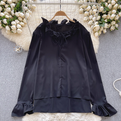 Women's fall long sleeve blouses with fungus