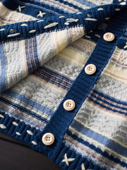 Women's striped color block sweater knitted cardigan