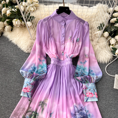 Langes Chiffon-Resortkleid