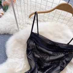 Vintage Schwarzes Spaghettiträgerkleid