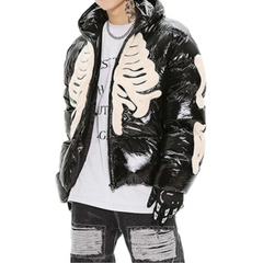 Abrigo de esqueleto con bordado flocado oscuro