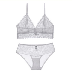 Ultradünnes transparentes Push-Up-BH-Set mit Spitzenstickerei