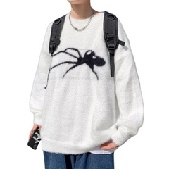 Lässiger Pullover mit Spinnenmuster