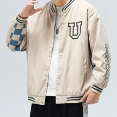 Casual Checkerboard Baseball Uniform Jacket