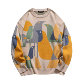 Bunter Vogelpullover
