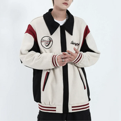 Jacke aus japanischem Wildleder mit Nähten in Kontrastfarben