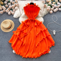 Sommerliches oranges Chiffonkleid