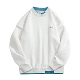 Japanese Contrast Color Fake Two Pieces Sweater
