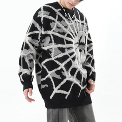 Süßer Strickpullover mit Spinnennetz