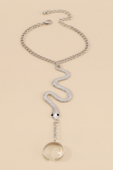 Fashionable Alloy Snake Shape Finger Linked Bracelet - Gold