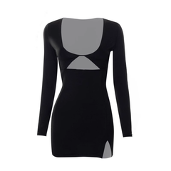 lässiges Kleid mit langen Ärmeln und Hohlsaum