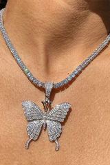 Butterfly - Shaped Sparkling Rhinestone Necklace
