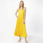 Sexy Spaghetti Strap Dresses Pleated V Neck Sleeveless Loose Straight Ankle Length Elegant Evening Night Party Dress