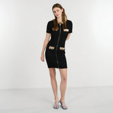 Golden nail bead sequin chain short sleeved dress with slim fit and goddess style