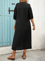 Casual personality ethnic style loose five-point sleeve embroidered dress