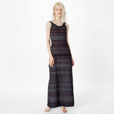 elegant jacquard striped sleeveless knitted vest suspender dress