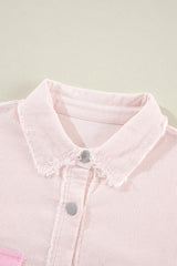 Raw Hem Contrast Long Sleeve Shacket