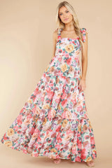 Floral Square Neck Wide Strap Maxi Dress