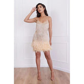 Fringe Sequin Feather Panel Dress