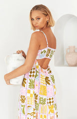 printed personalized back hollow suspender dress