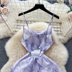 Wischdruck Trägerkleid weiblicher Chiffon-Strandrock für den Urlaub am Meer