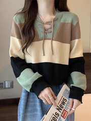 Women's autumn and winter striped short sweater